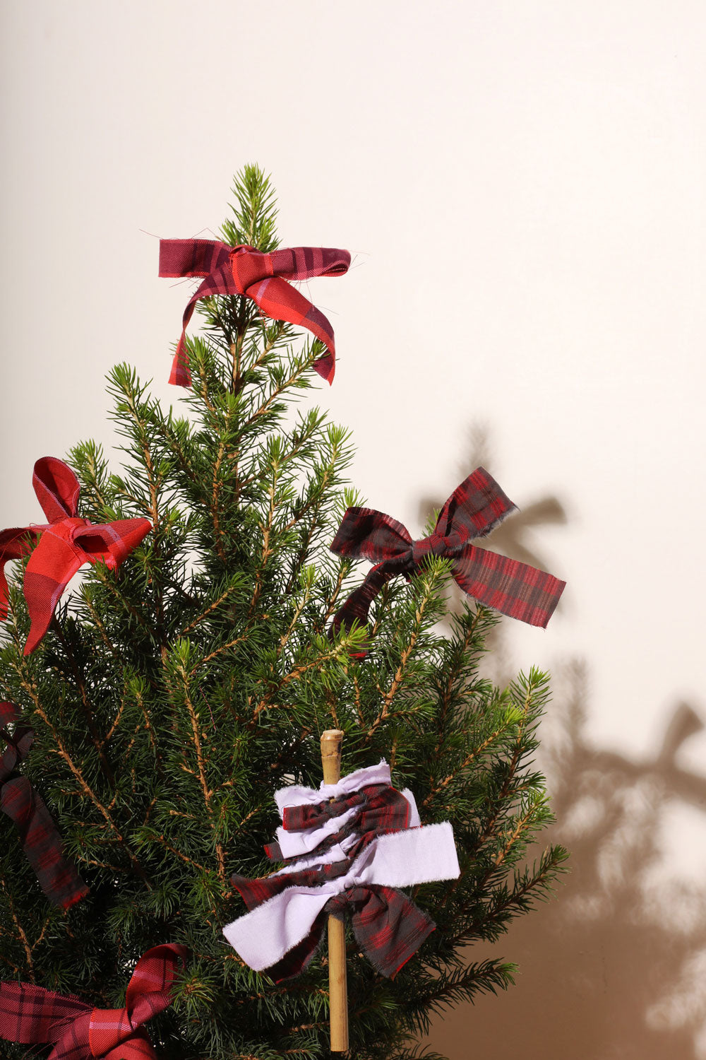 Sustainable Christmas Decorations (Pack of 3), Red Check / Lilac