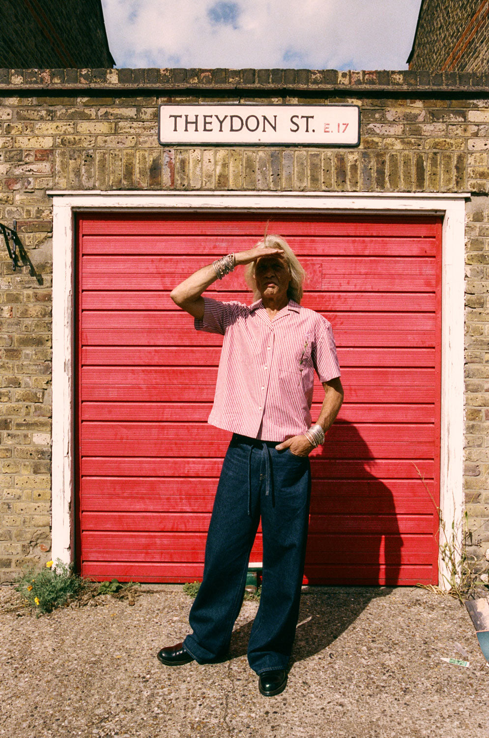 Frances unisex Cuban shirt in berry red stripe surplus cotton, relaxed fit for all by Saywood