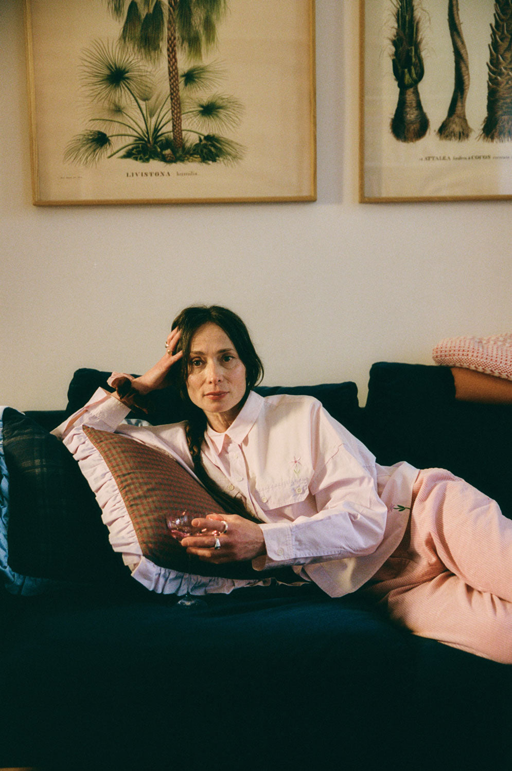 Styling inspiration: Jules pink lilac patchwork shirt styled with pink corduroy trousers, made in England by Saywood