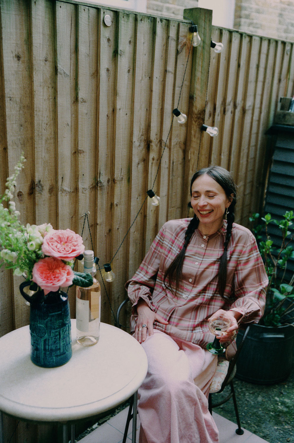 Styling inspiration: Amelia pink corduroy trousers with Marie pink check blouse, sustainable luxury made in London by Saywood
